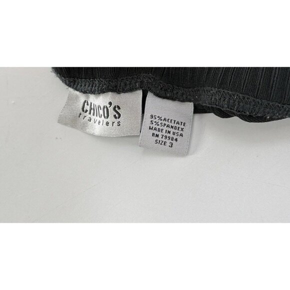 Chico’s Black Pull On Cropped Slinky Acetate Wide Leg Pants Sz 3 Boho USA - Picture 8 of 9